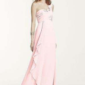 David's Bridal one shoulder chiffon dress